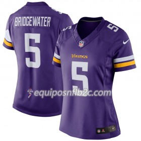 Camiseta Mujer NFL Minnesota Vikings Teddy Bridgewater 5 Nike Púrpura 